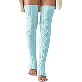 SherryDC Women's Cable Knit Thigh High Leg Warmer Socks Over Knee High Footless Boot Stockings