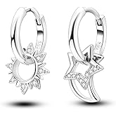 NARMO Dangle Drop Earrings 925 Sterling Silver Dangle Hoop Earrings for Women Moon and Star Earrings Dream catcher Earrings for Women