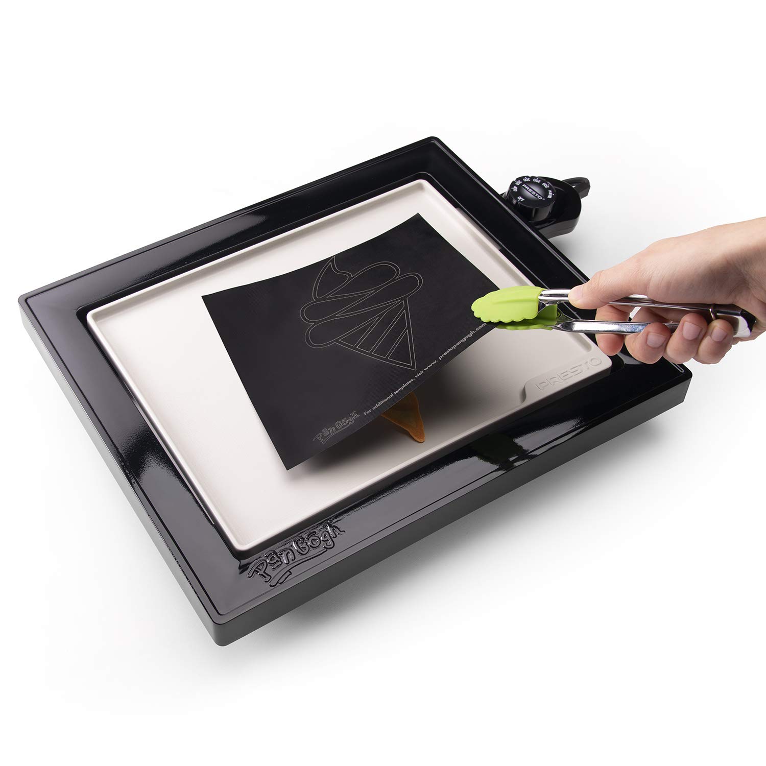 Presto 07080 PanGogh Cool Touch, Electric griddle, ideal size for small families, includes batter bottles & template for pancake art