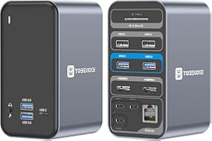 TOBENONE USB C Docking Station Dual Monitor for MacBook Pro, 15 in 2 USB C Laptop Docking Station Dual Monitor HDMI for MacBook Pro/Air with 2 4K HDMI Display, 6 USB A,USB C, SD&Micro SD,LAN, 87W PD 3.0