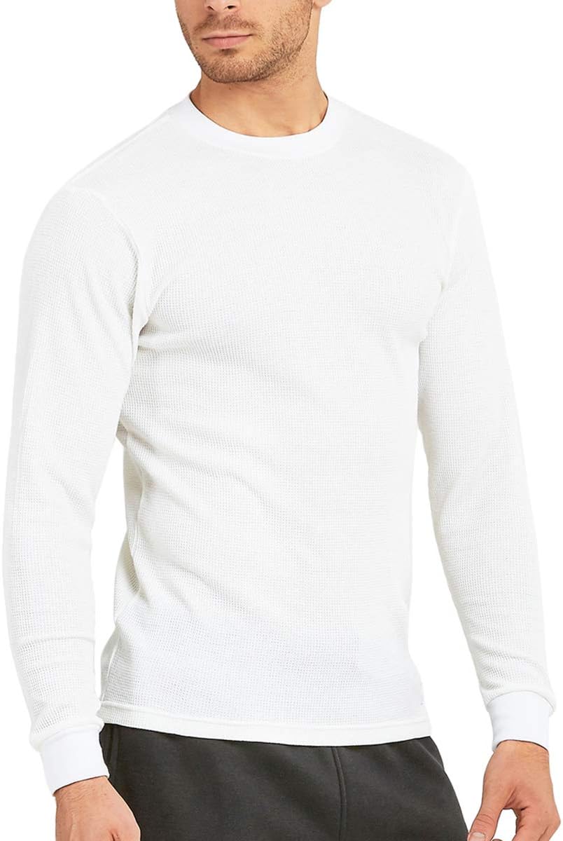 ToBeInStyle Men's Heavy Thermal Long Sleeve Crewneck Shirt White Large Buy Online at Best