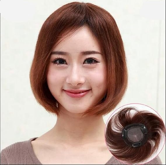 Amazon Richair 人毛ヘアピース 頭頂部ヘアピース 総手植え 白髪隠し部分ウィッグ 分け目タイプ 横9cm 縦9cm 15cm 茶色 ポイントウィッグ 通販