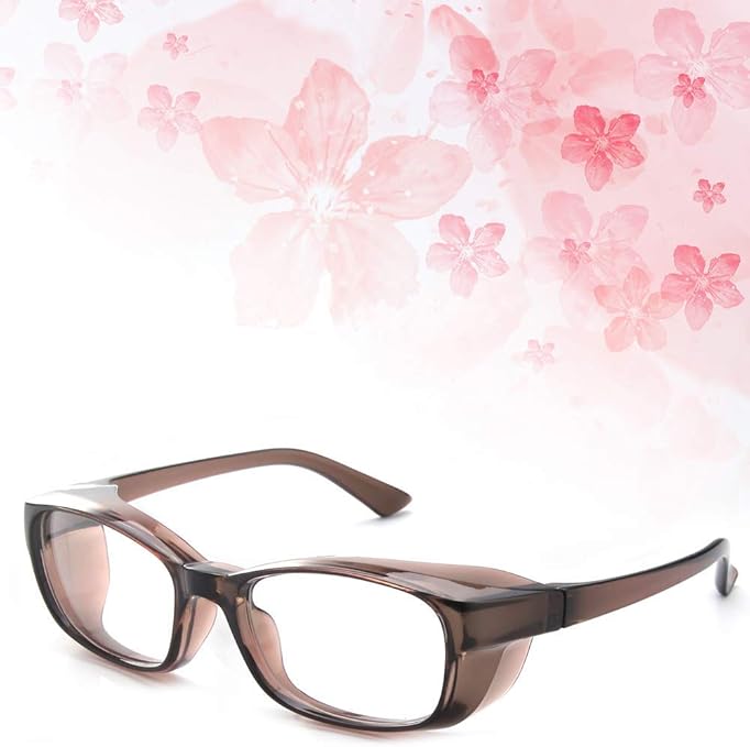 Amazon Double Legend 眼鏡 メガネ 花粉メガネ ゴーグル 花粉 グラス 防塵 対策 防止 おしゃれ 男女兼用 軽量 大きいデザイン ブラウン 花粉 防塵メガネ