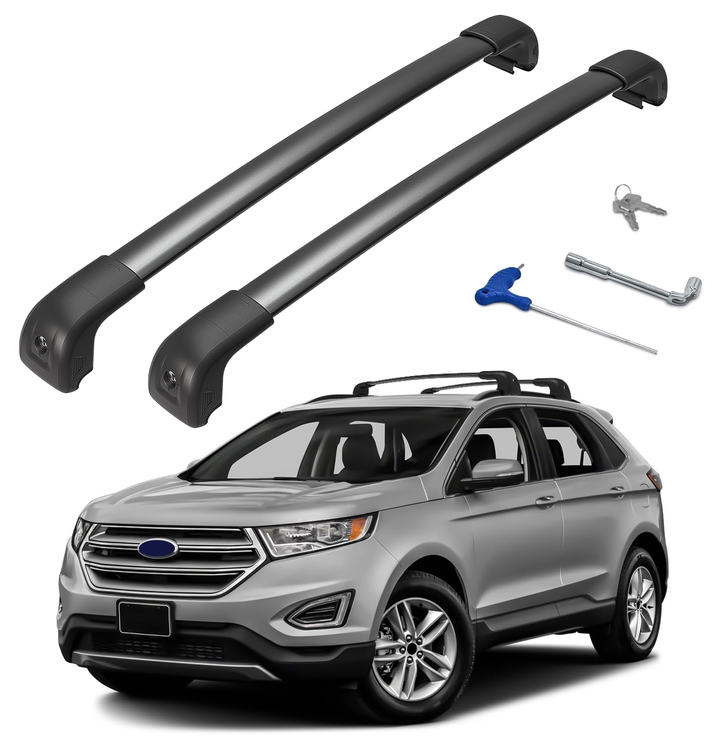 Photo 1 of HmmtyRack 300lbs Lockable Roof Rack Cross Bars Compatible with Ford Edge 2015-2024 with Flush Side Rails,Aluminum Anti-Rust Crossbars for Rooftop Cargo Carrier Luggage Kayak Canoe Bike Snowboard