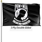 Pow Mia Flag 3x5 Outdoor Double Sided Pow Flag Heavy Duty 3 Ply Polyester You are Not Forgotten War Flags with Brass Grommets for Outdoor Indoor Room Wall