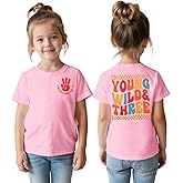 MODNTOGA Toddler Girls Young Wild and Three Shirt Birthday Girl T-Shirt 3rd Birthday Outfit 3 Year Old Third B-Day Party Tops