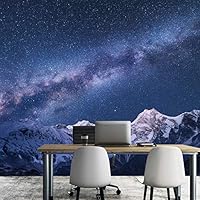 Wall Mural Stars and Moon in Night Sky Removable Self-Adhesive Wallpaper Wall Decoration for Bedroom Living Room - 66x96 inches