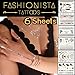 Fashionista Flash Tattoos - Best 87 Metallic Temporary Tattoos on 6 Sheets in Gold, Silver and Black Elegant Design