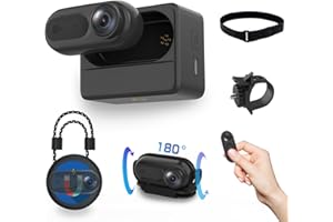 MUAYB Mini Body Camera 1080P, Wearable Body Cam with 180° Rotatable Clip and Magnetic Lanyard, 2500mAh Charging Case, IPX7 Waterproof Small Body Camera for Pets, Swimming, Travel, Work-Black (VD02-Black)