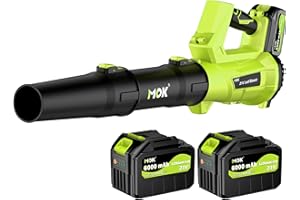 MOK Leaf Blower Cordless,560CFM/160MPH Brushless Motor Electric Cordless Leaf Blower with 2 x 21V 6.0Ah Battery and Charger, 3-Variable Speed, Blower for Lawn Care, Patio Cleaning