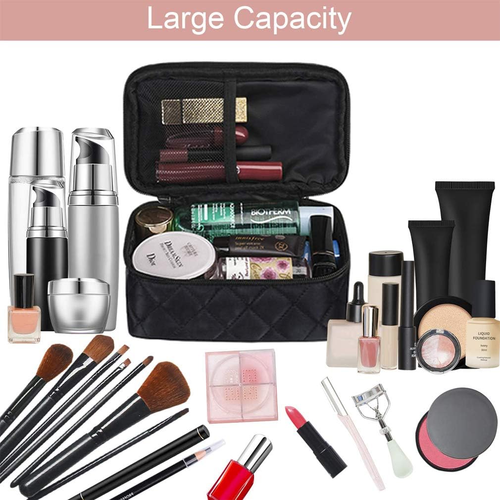 LKMY Makeup Bag Organiser for Women Professional Multi-Functional 2-Layer,Travel Cosmetic Bag Waterproof with Brush Compartment Mirror - Image 4