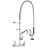 IMLEZON Commercial Faucet, Wall Mount Sink Faucet 8 Inch Center 47 Inch Commercial Kitchen Faucet with Pre-Rinse Sprayer and 12 Inch Swivel Spout