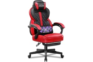 GTPLAYER Gaming Chair,Ergonomic Computer Desk Chair with Footrest and Massage Lumbar Support, High Recliner Chair with 360° Swivel Seat and Headrest (Red)