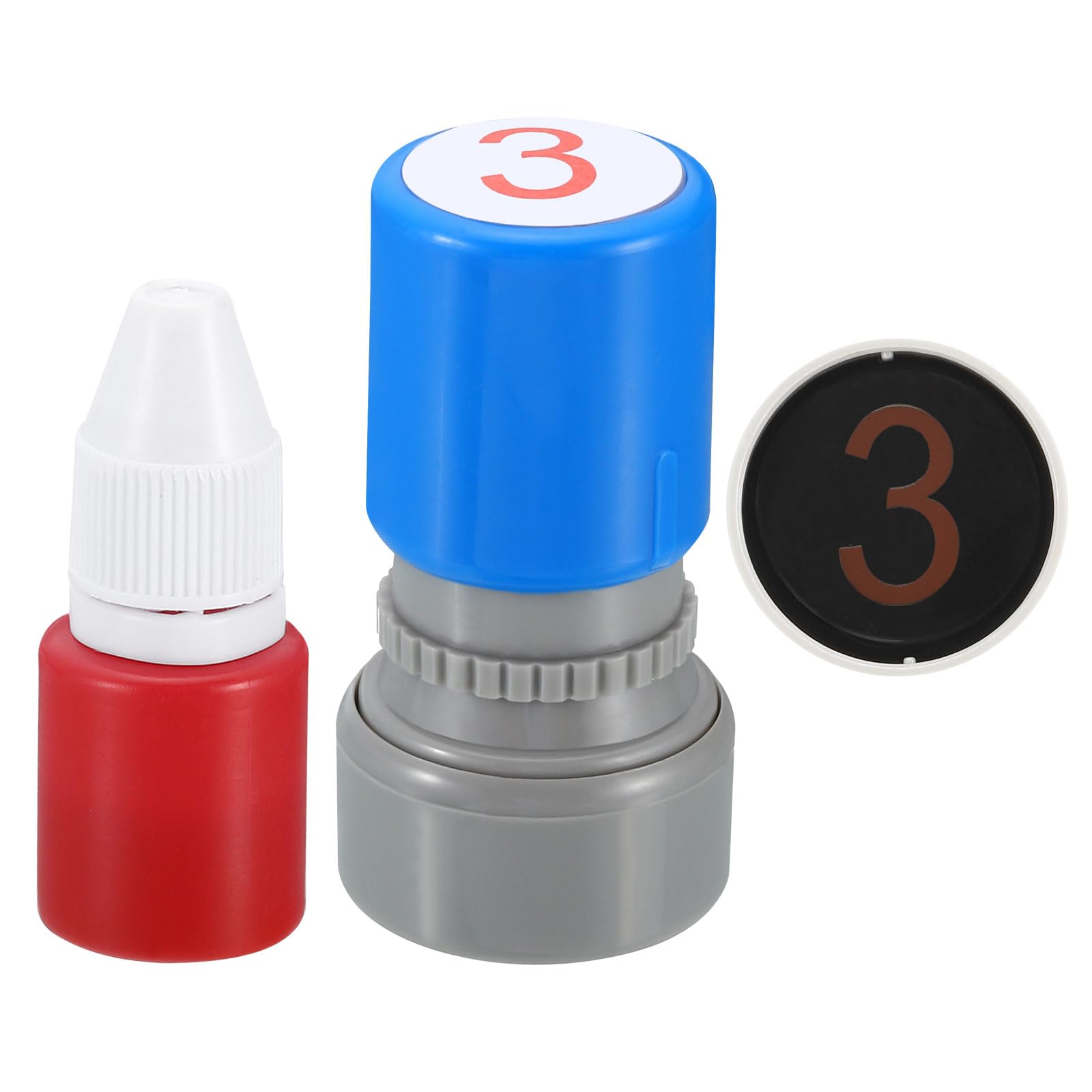 PATIKIL Number Stamps Self Inking, Numeral 3 Number Stamp Teacher Stamp Initial Stamp Ink Stamp for Class Notebook Scrapbooking DIY Craft Style 1, Red Ink