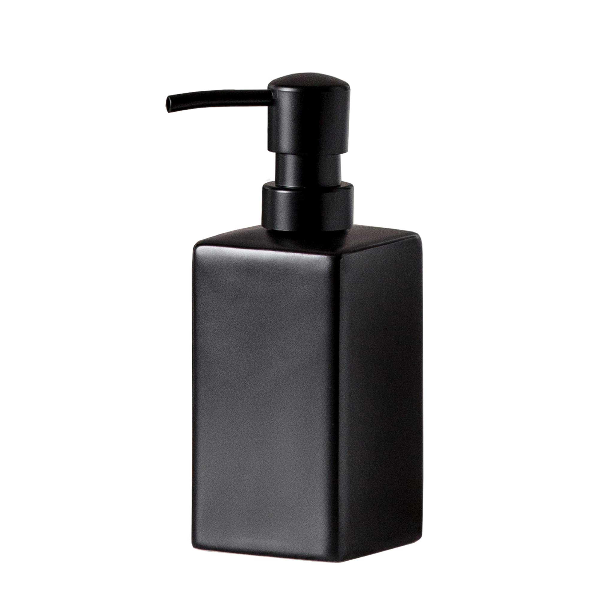 Matte Black Soap Dispenser Ceramic,Square Hand Soap and Lotion Dispenser for Bathroom Countertop,Dish Soap Dispenser for Kitchen-14oz.…