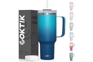 COKTIK 40 oz Tumbler With Handle and Straw Lid, 2-in-1 Lid (Straw/Flip), Vacuum Insulated Travel Mug stainless steel tumbler for Hot and Cold Beverages(Dark Night)