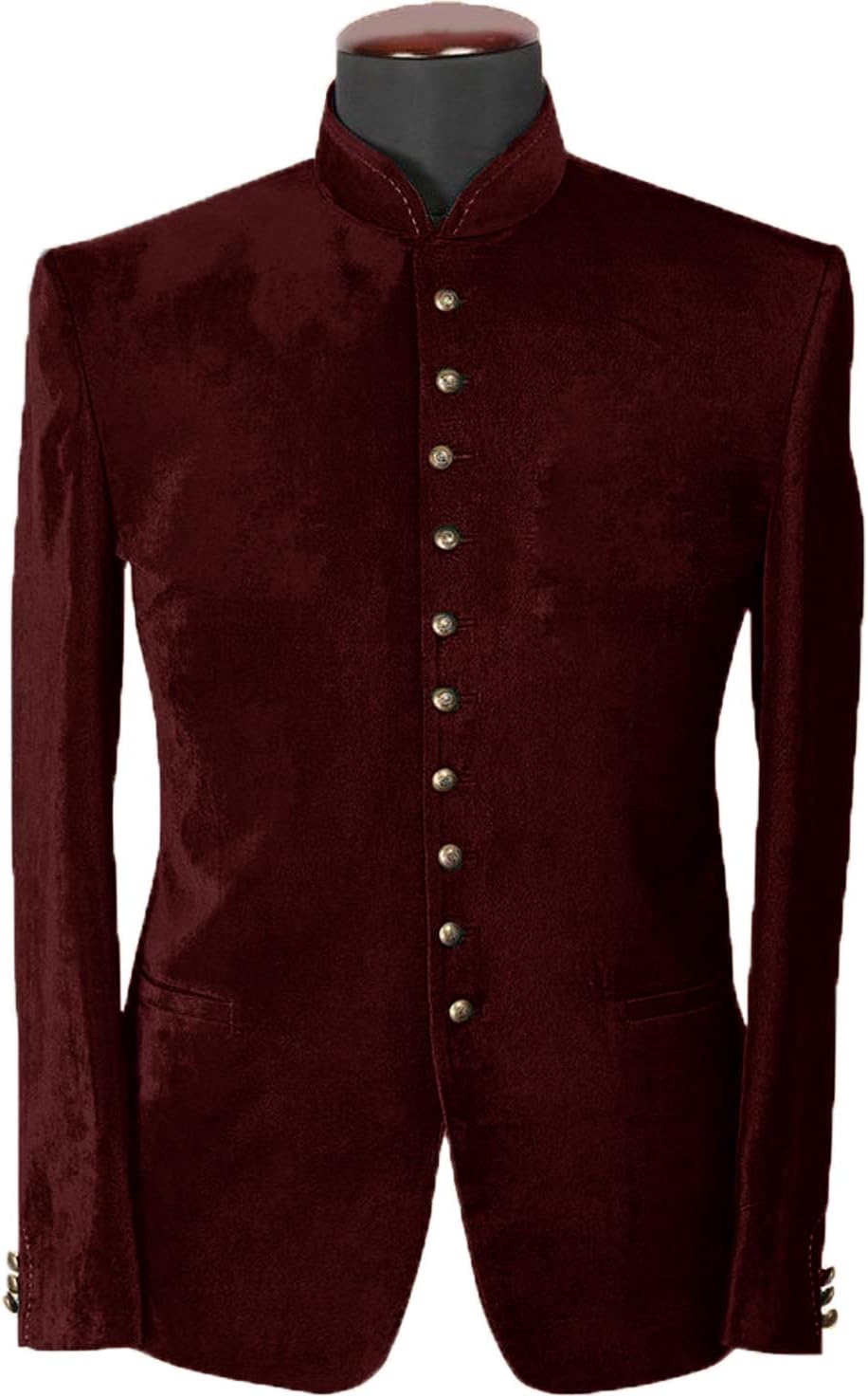 DGMJ Mens Stand Up Collar Blazer Casual Velvet Mandarin Collar Jacket for Men Party JK029