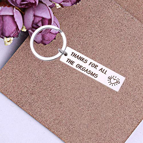Funny Stainless Steel Keychain for Boyfriend Husband, Naughty Couple Gift, Thanks for All The Orgasms.