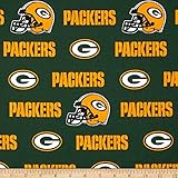 NFL Cotton Broadcloth Green Bay Packers White/Green/Yellow Fabric By The Yard