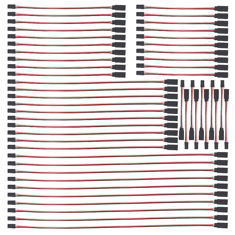 WMYCONGCONG 50 PCS Servo Extension Lead Wire Cable Male to Female 3 Pin for Futaba JR Servo Extension Connection 5 Sizes
