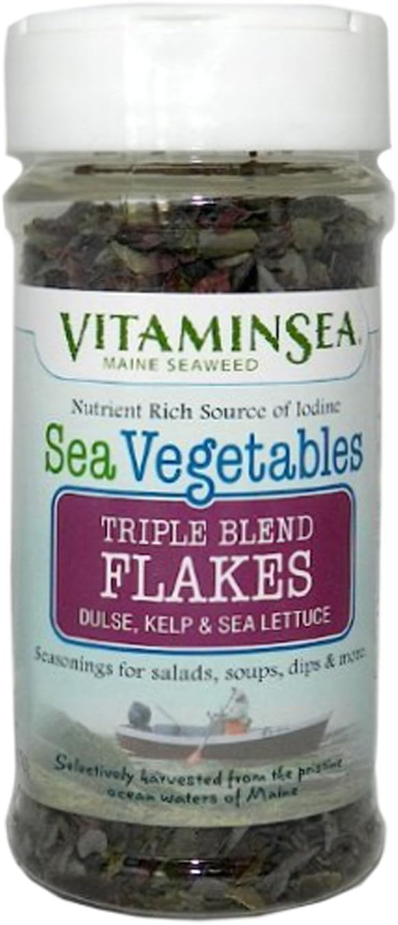 Vitaminsea Organic Seaweed Blend Dulse - Kelp - Sea Lettuce - 1 oz / 28.4 G Triple Flakes - Certified USDA - Vegan & Kosher - Great for Keto Diet - Maine Seacoast Atlantic Sea Vegetables (TF1)