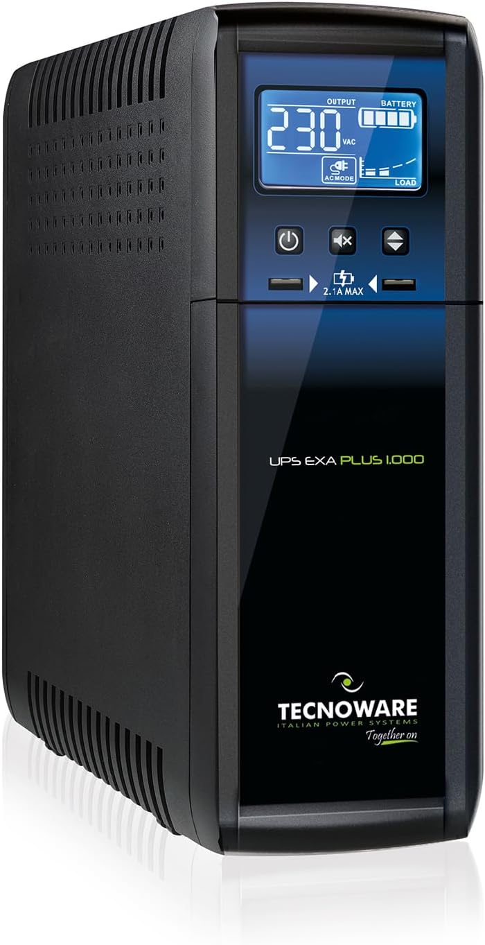 Tecnoware Power Systems Exa Plus 1000VA UPS AVR USB RJ11 RJ45
