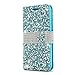 Badalink iPhone X Case, iPhone Xs Wallet Case Magnetic Kickstand Luxury Diamond Flip Cover Bling Rhinestone Leather Skin TPU Inner Shockproof Bumper Card Slot with Stylus Pen Dust Plug - Wallet Blue