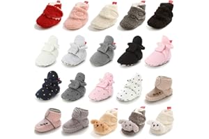 Timatego Newborn Baby Boys Girls Booties Stay On Socks Non Skid Soft Sole Infant Toddler Warm Winter House Slipper Crib Shoes 0-18 Months