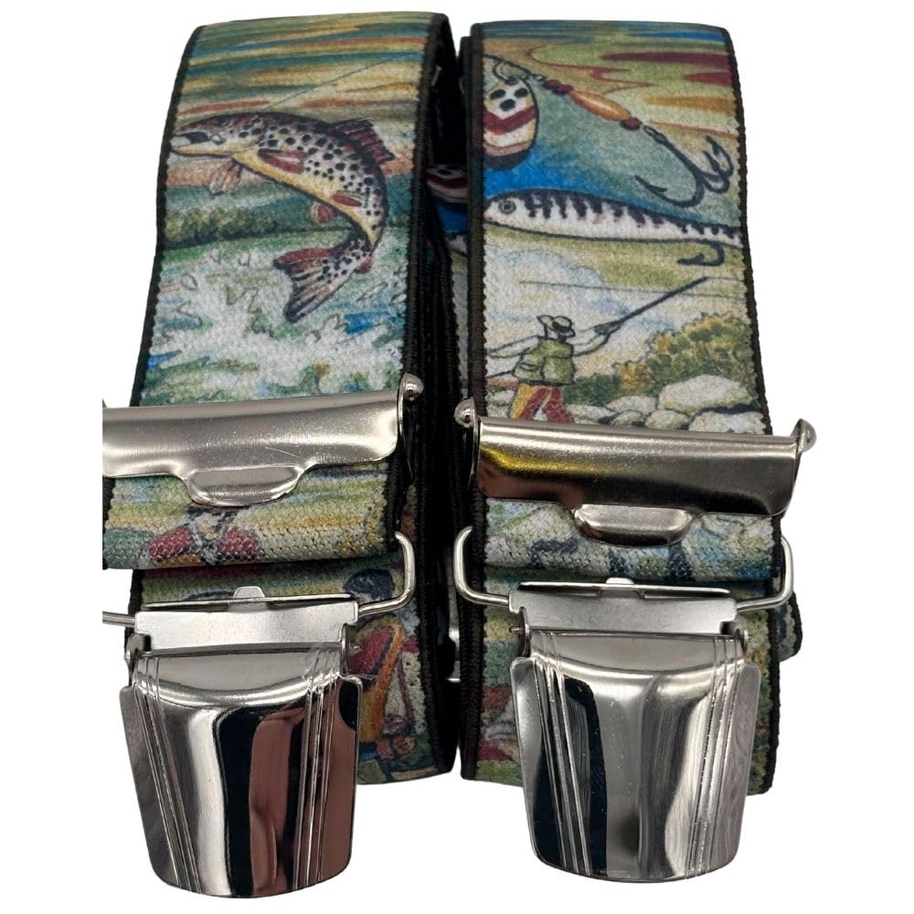 EDERER Men's Braces - Fisherman Fisherman - 3.5cm Wide Adjustable 65-125cm - X Shape - Heavy Duty Clips & High Comfort - Ideal for Hunting, Outdoor, Work & Stylish Gift ST-039