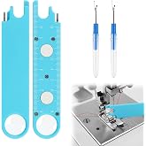Sewing Machine Needle Threader with Magnifier, 3 in 1 Quick Threading Tool with Magnetic Mount &amp; Integrated Ruler, Anti-Prick Stitch Insertion Kit with 2 Seam Rippers for Quilting
