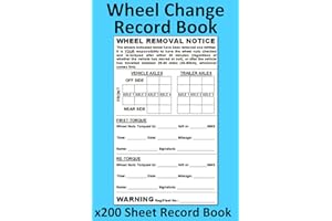 Wheel Re-Torque Warning Notice Record Book - 200 Sheet Tyre Change Removal Tag Cards