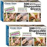 Clean Ones Disposable HDPE Poly xtiTS Gloves, One Size Fits All, 500 Count (2 Pack)