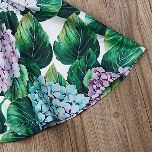 Toddler Baby Girls Ruffle Strap Top+Boho Floral Skirt Summer Outfit Clothes Two Piece Set (Full Floral-Hydrangea, 2-3T) - Thumbnail 5