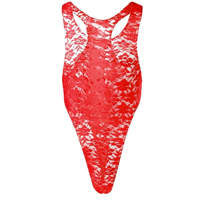IWEMEK Herren Spitzenbody Rückenfrei Einteiler Stringbody Bodysuit Männerbody Overall Reizwäsche Männer Body Spitze Unterwäsc