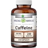 Amazing Formulas Caffeine 200 Mg per Serving | Capsules | Gluten-Free | Made in USA (1 Pack, 240 Count)