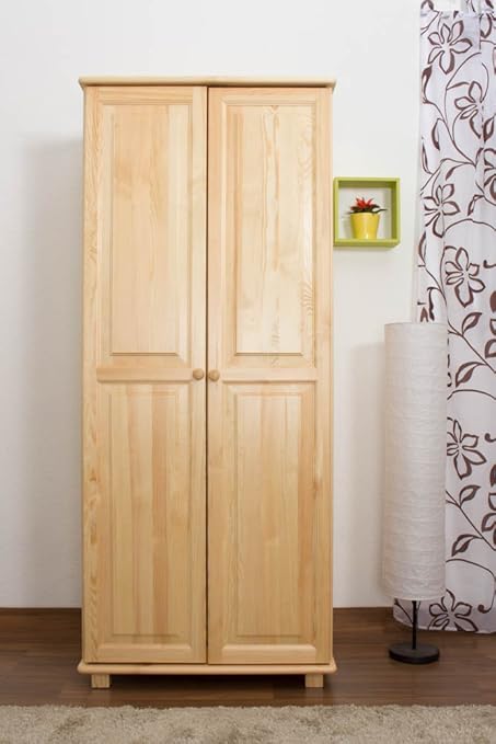 Wardrobe 007 Solid Pine Wood Clearly Varnished 2 Doors H190 X
