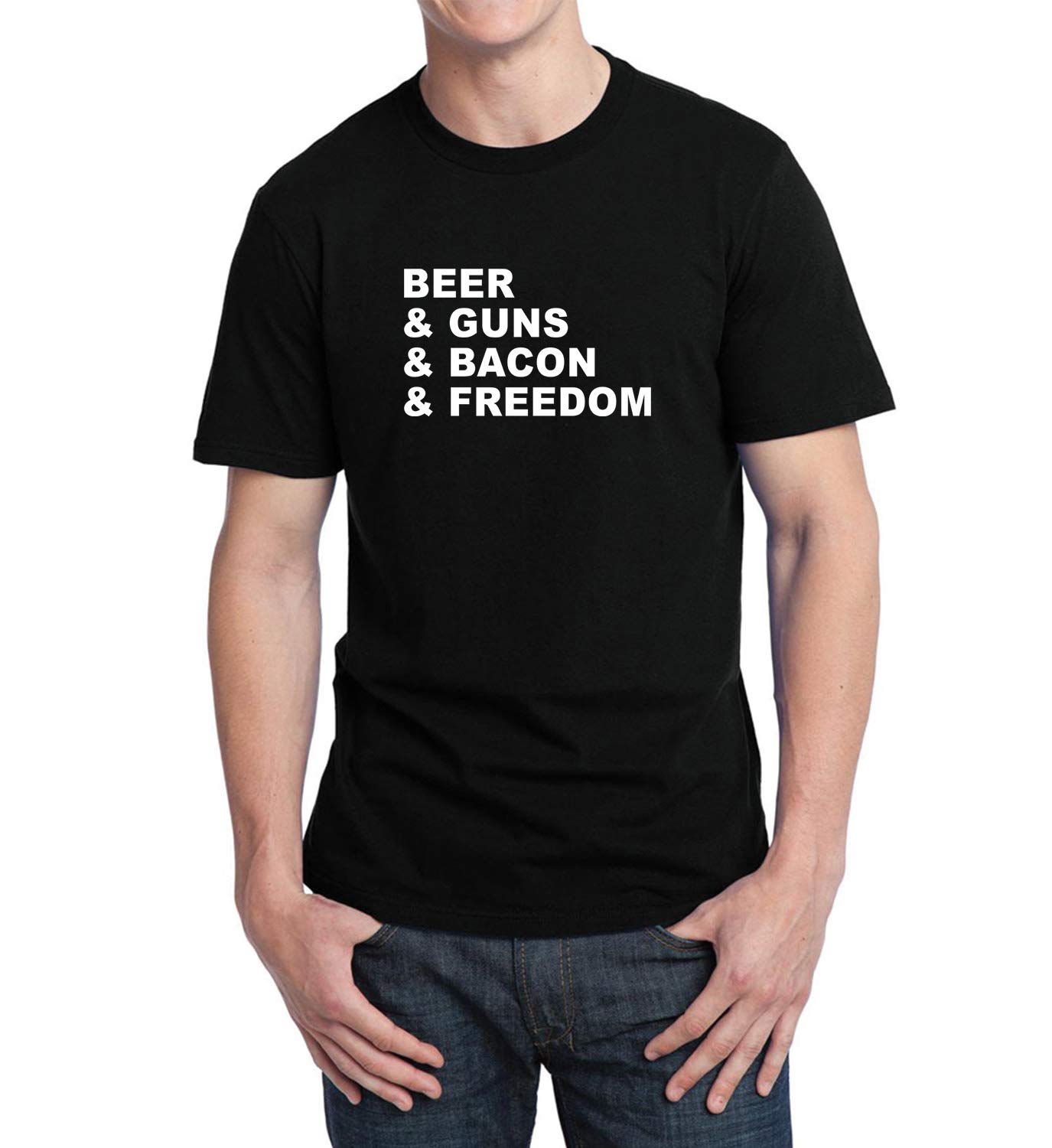 Lumashirts Beer And Guns And Bacon And Freedom America 001200 T Shirt Birthday For Him Md 
