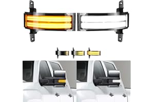 ROCCS Sequential Turn Signal Lights Switchback Full LED Side Tow Mirror Marker Light fit for 3rd Generation Chevy Silverado / 4th Generation GMC Sierra 2014–2019 OEM ONLY, Smoke Lens