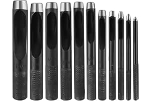 Hollow Leather Punch 11Pcs Hollow Punch Steel Round Hole Punch Tools Hollow Hole Craft Leather 1-11mm for Leather Watch Band 
