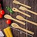 Kitchen Cooking Utensils Set - 6 Pieces Bamboo Wooden Spoons & Spatulas and 1 Holder as House Warming Presents, Heat Resistant for Non Stick Cookware