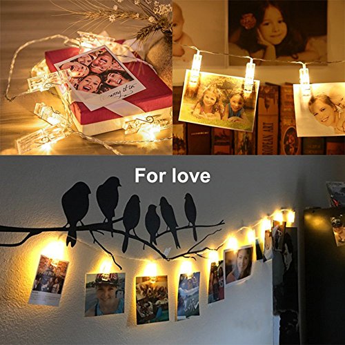 MZD8391 20 Photo Clips String Lights/Holder, Indoor Fairy String Lights for Hanging Photos Pictures Cards and Memos, Ideal gift photo clip holder Warm White - Thumbnail 2