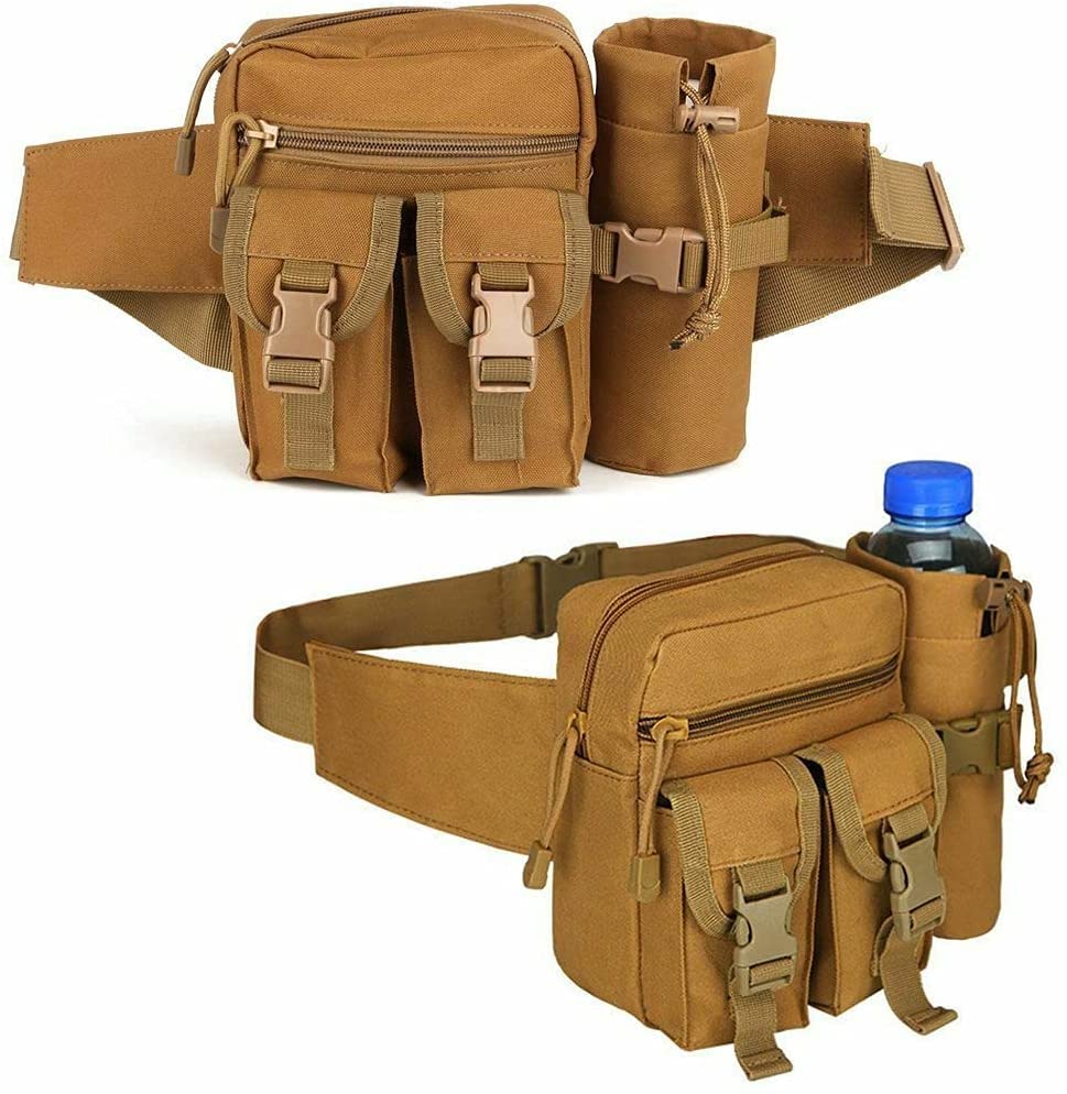 Tactical Fanny Pack Bumbag Waist Bag Military Hip Belt Outdoor Hiking Fishing For Outdoor Hiking Climbing Fishing Hunting, Khaki, M