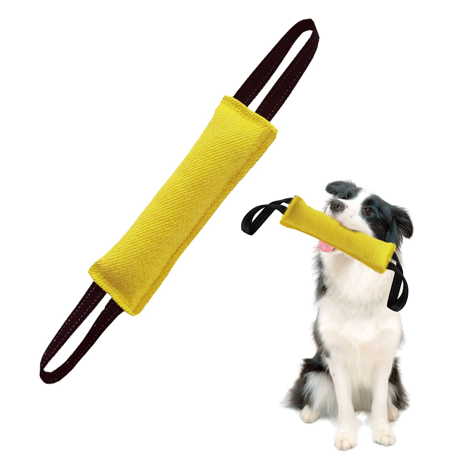 Dog Tug Toy,Dog Bite Tug with 2 Strong Handles,Dog Bite Pillow,Durable Dog Pull Toy,Jute Bite Toy for Medium to Large Dogs,Interactive Dog Toys for Tug of War,Fetch,Puppy Training Interactive Play