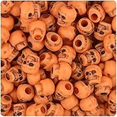 BeadTin Orange Antique 11mm Skull Pony Beads (150pcs)