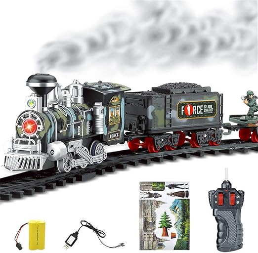 tren de juguete con humo