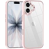 saputu for iPhone 17 case,Crystal Clear Hard PC Back +Soft TPU Frame Shockproof Military-Drop Protection,Classic Hybrid Case for iPhone 17-6.3"(Light Pink)