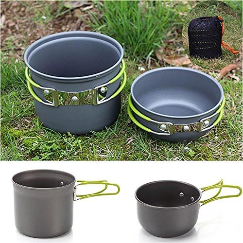 DouFole Portable Environmental Protection Healthy Nonstick Pan Picnic Cookware Pot Wok Set Anodised Aluminum