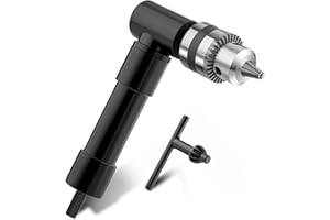 OFNMY Cordless Right Angle Drill Attachment Adapter,90 Degree Drill Adapter with Handle Chuck 3/8" Keyed Chuck and 8mm Hex Shank Power Tool Attachment (Chuck Range:1-10mm)