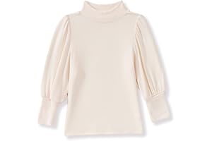 IZYJOY Toddler Baby Girl Basic Solid Color Turtleneck T Shirt Ribbed Knit Top Puff Long Sleeve Soft Cotton Clothes