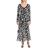 Jessica Simpson Womens Baianca V-Neck Ruffle Maxi Dress